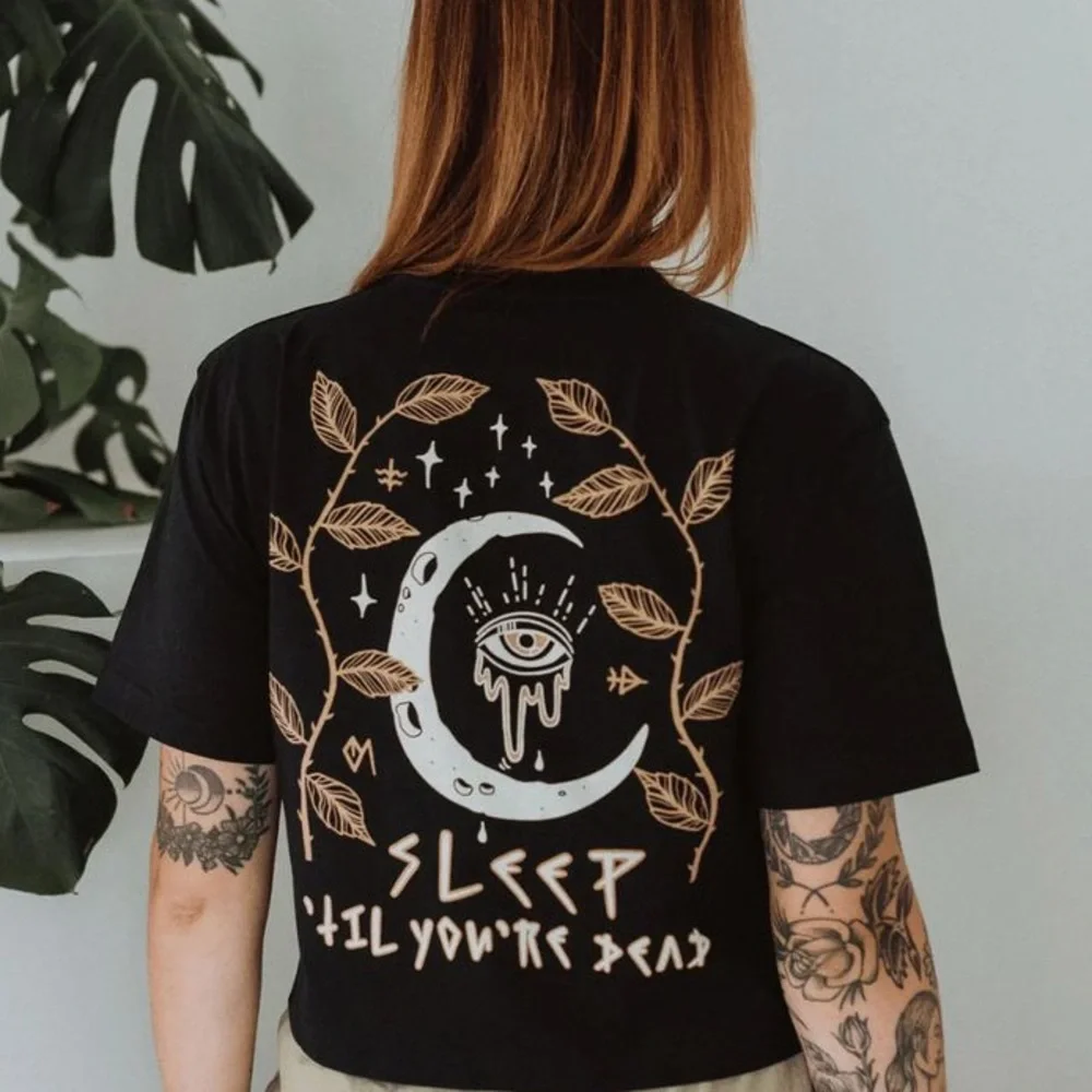 NWOT Octopied Mind Sleep ‘Til You’re Dead Black Tee T-Shirt Oversized Plus Size - Picture 1 of 9